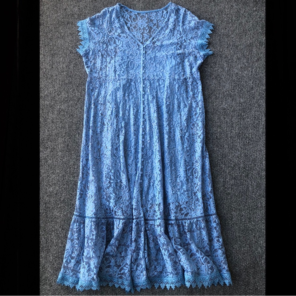 Torrid maxi embroidered mesh button front dress size 1